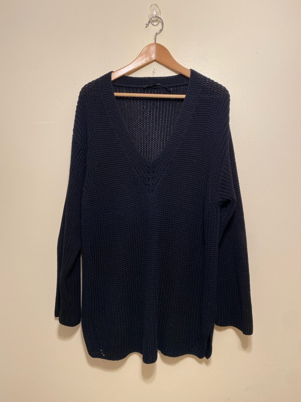 The Row Cotton Navy Open-Knit Sweater. Size L